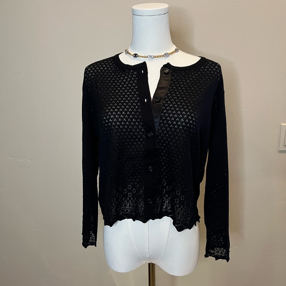 Chic Black Button Down Women's Cropped Sweater